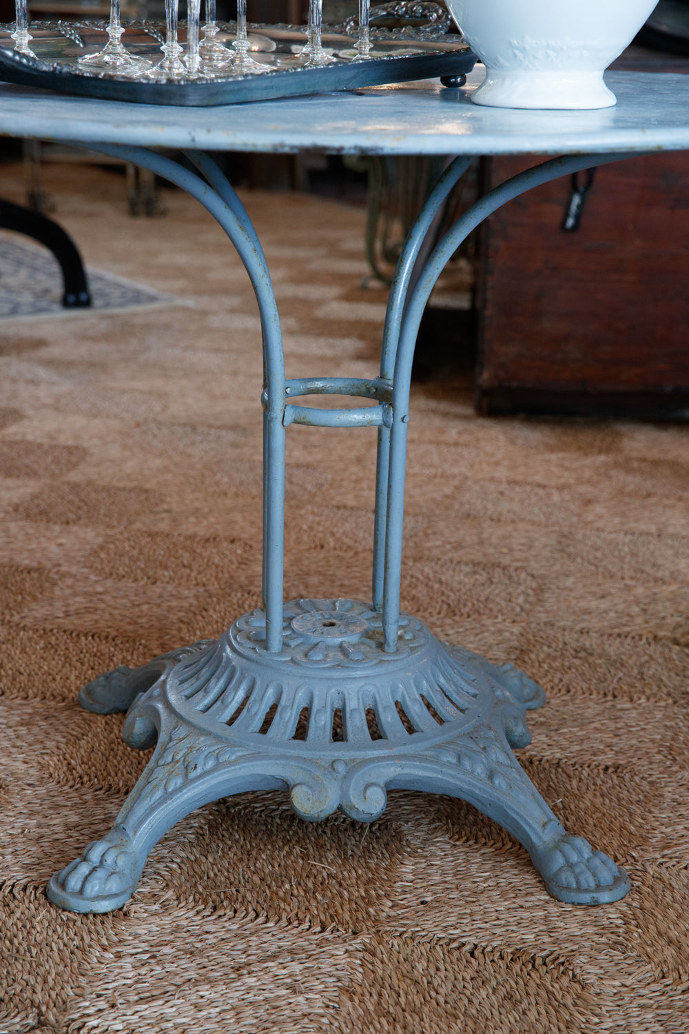 Vintage French Bleu Iron Garden Table