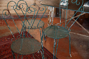 French Green Iron Garden Chairs