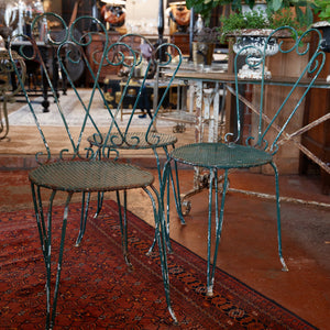 French Green Iron Garden Chairs