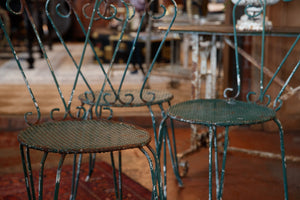 French Green Iron Garden Chairs