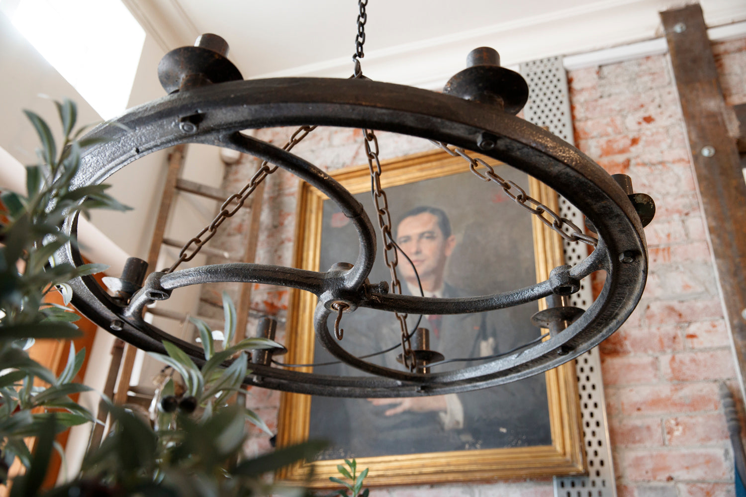 Vintage Industrial Iron Wheel Light