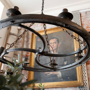 Vintage Industrial Iron Wheel Light