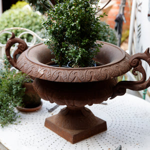 Large French Cast Iron Urn - Rust Patina