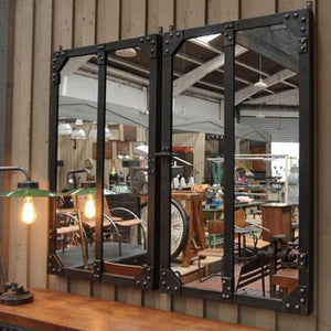 French Industrial Factory Window Frame Mirrors