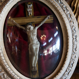 Original French Crucifix In Glass Frame - No 1