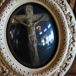 Original French Crucifix In Glass Frame - No 2
