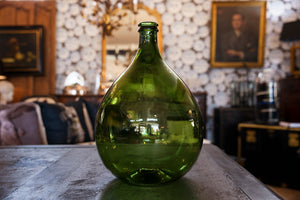 Beautiful Green French Dame Jeanne Wine Bottle