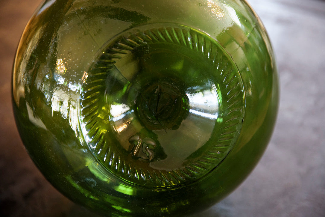 Beautiful Green French Dame Jeanne Wine Bottle