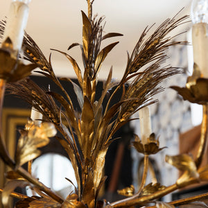 Vintage French Gold Leaf Wheat Chandelier