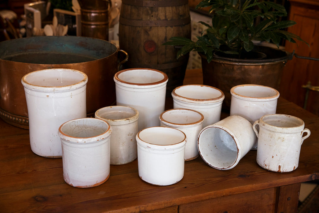 19th Century White Italian Confit Pots