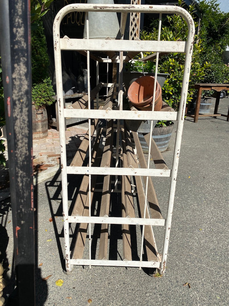 French 1930's Industrial Metal & Wooden Bakery Rack