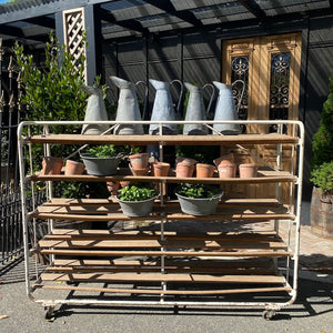 French 1930's Industrial Metal & Wooden Bakery Rack
