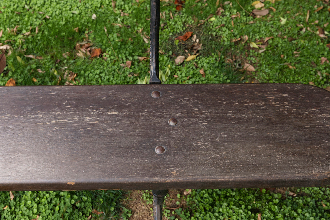 Large French Oak & Wrought Iron Bench Seat
