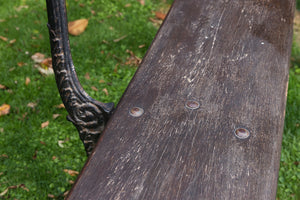 Large French Oak & Wrought Iron Bench Seat
