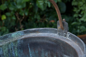 Large Vintage French Oval Brass Cauldron
