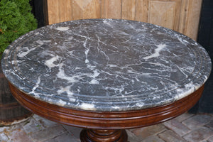 19th Century French Mahogany & Marble Salon Table