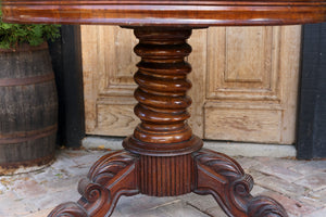 19th Century French Mahogany & Marble Salon Table