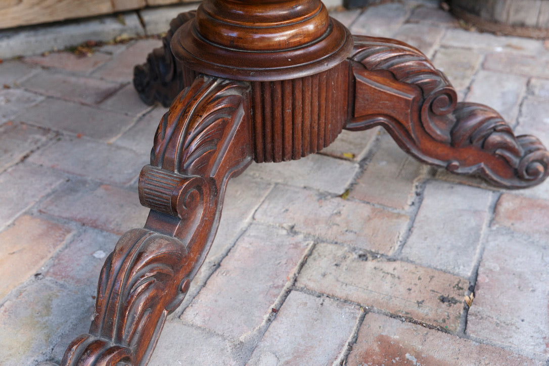 19th Century French Mahogany & Marble Salon Table