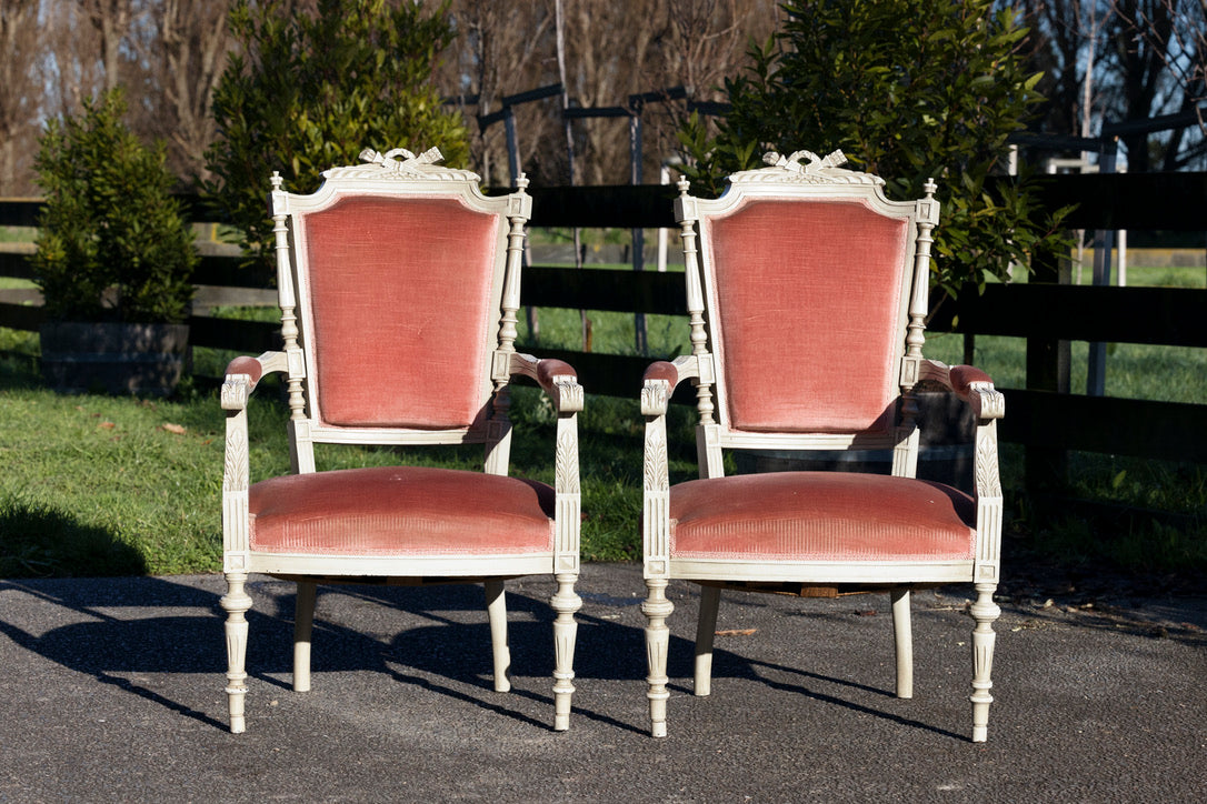 French 1920's Parlour Chairs - Pink Velvet