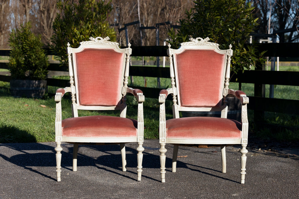 French 1920's Parlour Chairs - Pink Velvet