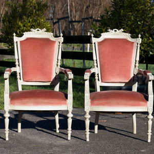 French 1920's Parlour Chairs - Pink Velvet