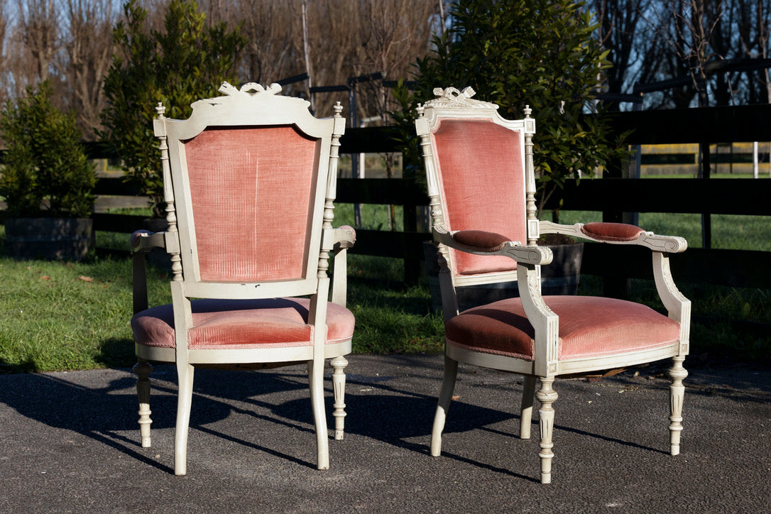 French 1920's Parlour Chairs - Pink Velvet