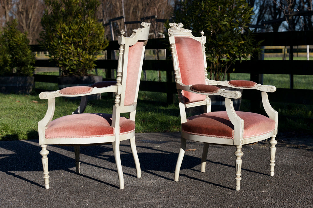 French 1920's Parlour Chairs - Pink Velvet