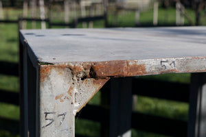 1920's French Industrial Zinc Metal Trolley Shelves