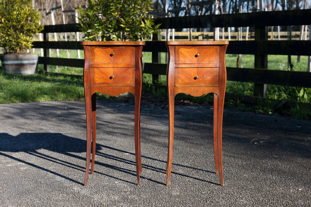French Rosewood Inlay Bedside Tables
