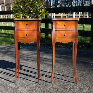 French Rosewood Inlay Bedside Tables