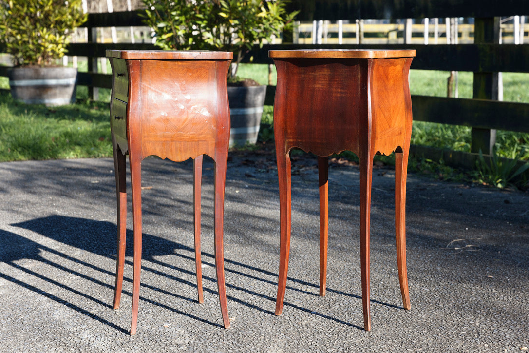 French Rosewood Inlay Bedside Tables