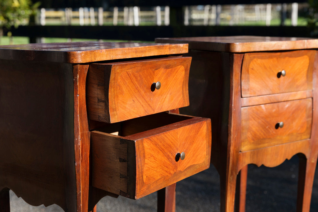 French Rosewood Inlay Bedside Tables