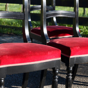 French Ebonised Dining Chairs - Velvet Seat
