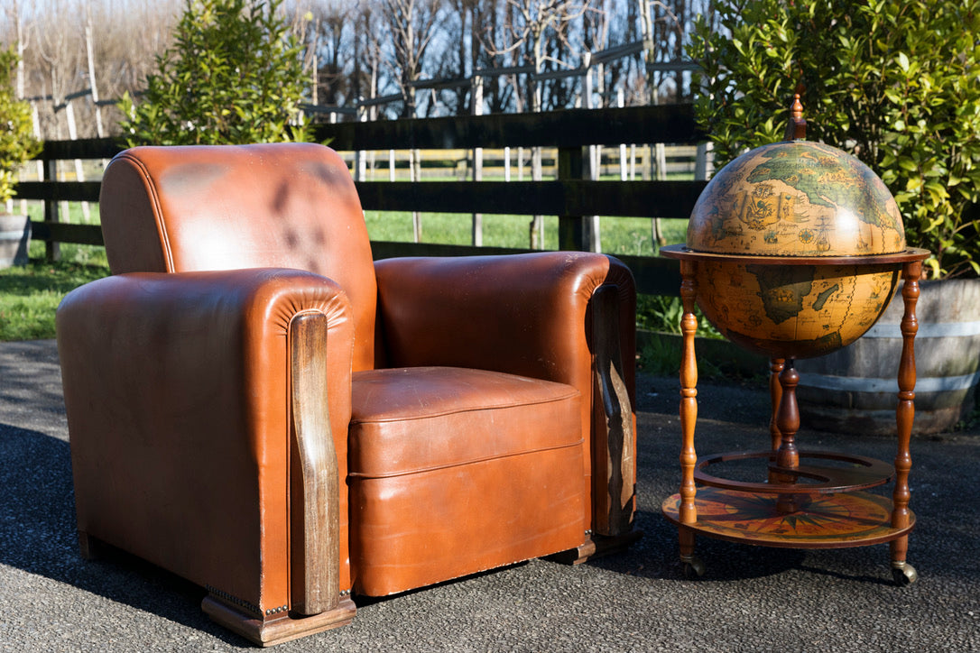 1940's French Leather Club Chair