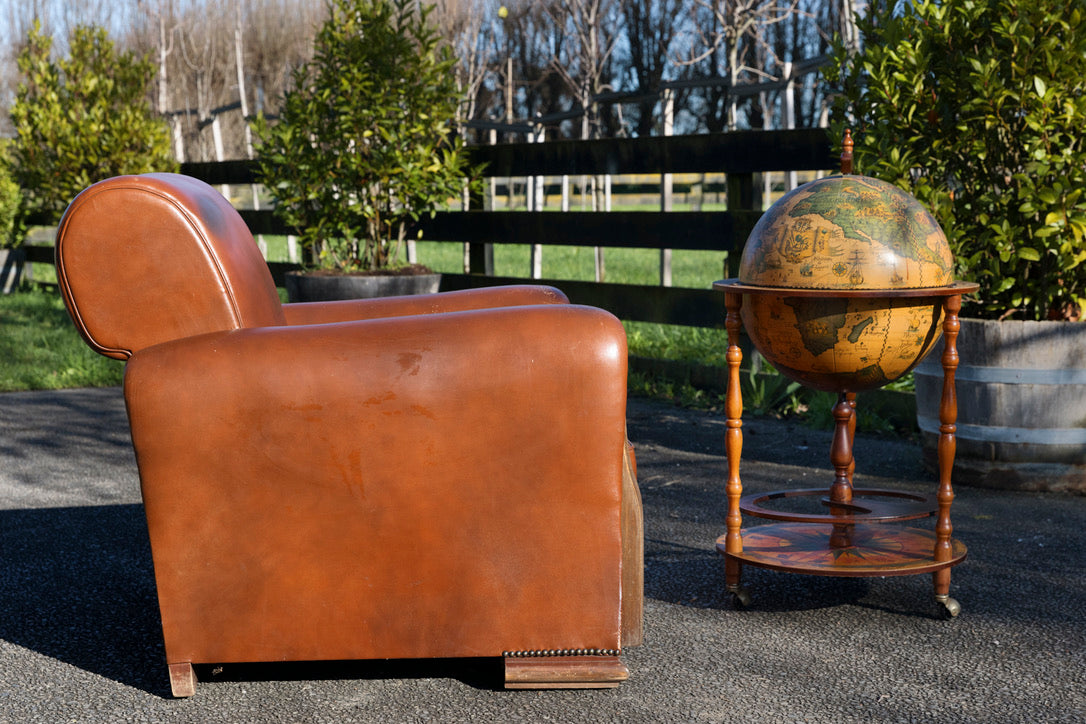 1940's French Leather Club Chair