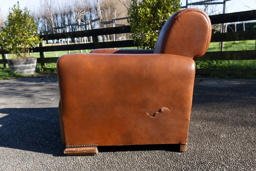 1940's French Leather Club Chair