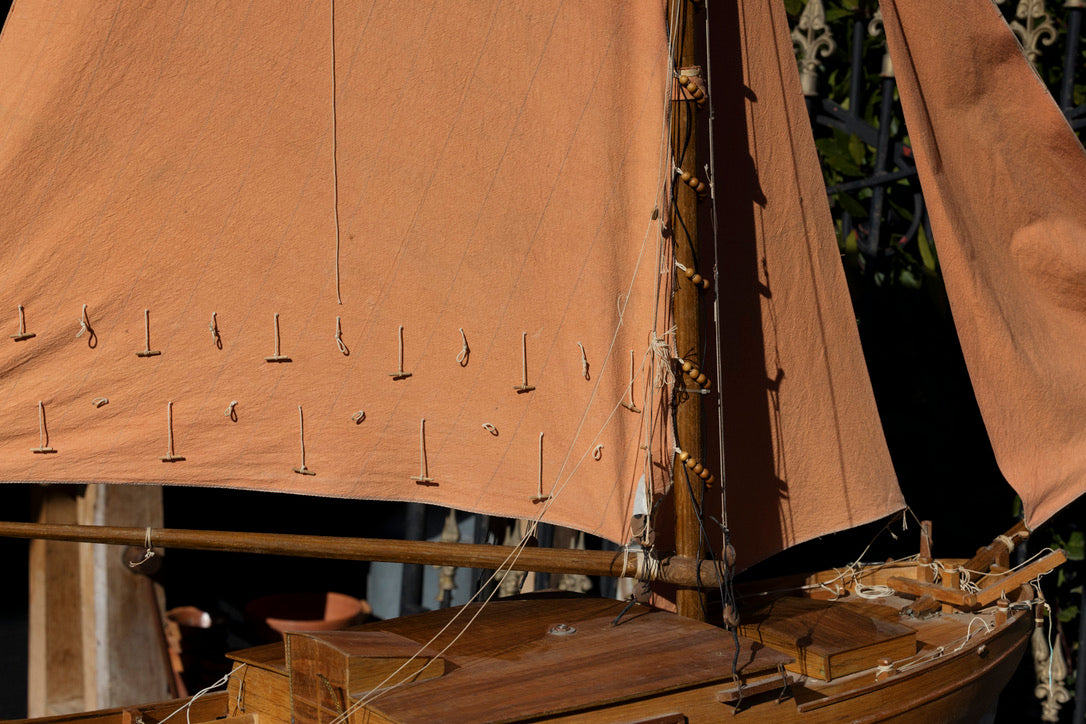 Large Antique Handmade Wooden Sailboat /Ship