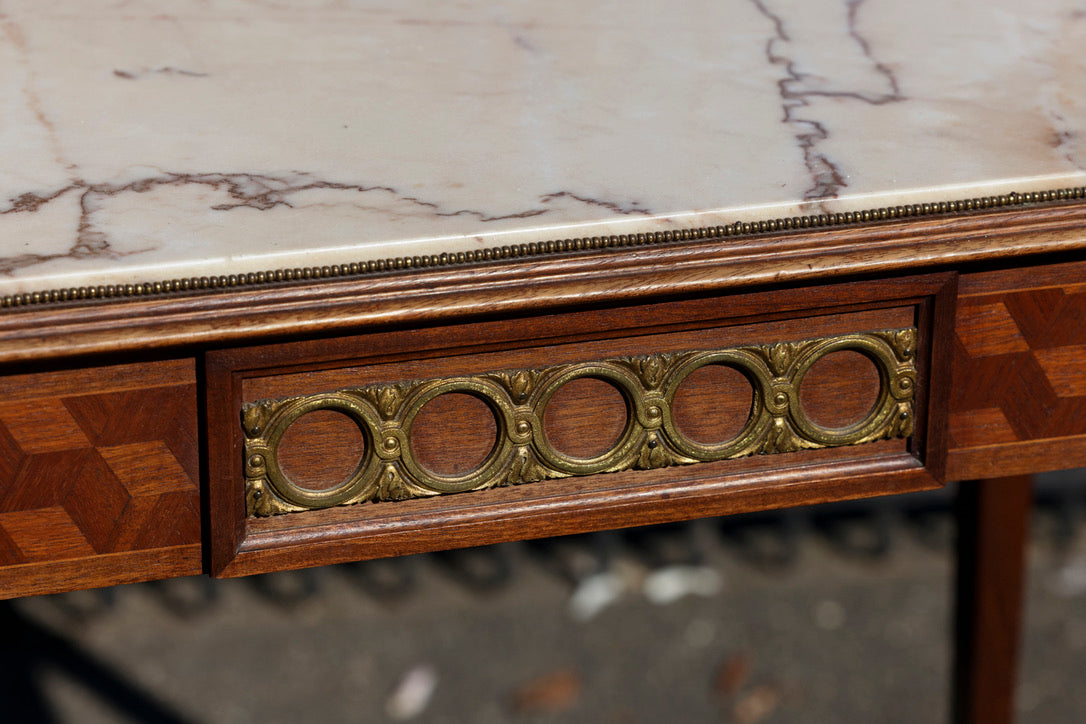 French Oak Entrance/Parlour Table with Marble Top