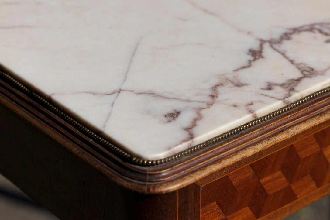 French Oak Entrance/Parlour Table with Marble Top