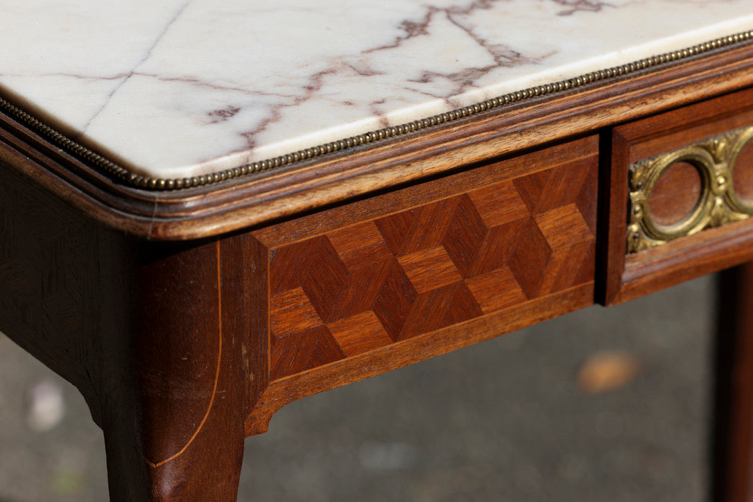 French Oak Entrance/Parlour Table with Marble Top