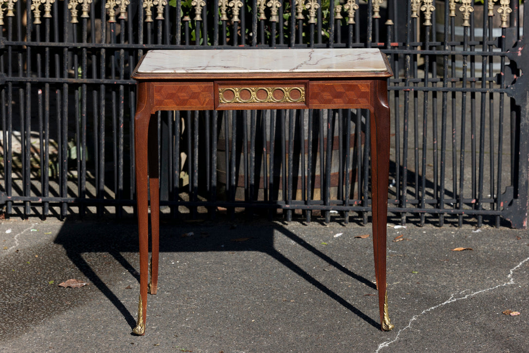 French Oak Entrance/Parlour Table with Marble Top