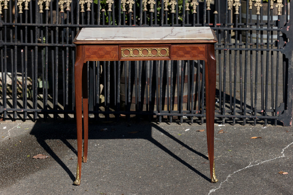 French Oak Entrance/Parlour Table with Marble Top