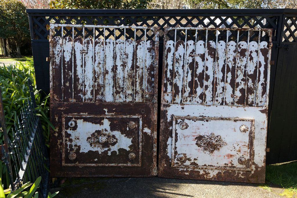 French 19th Century Iron Entrance Gates - White Patina