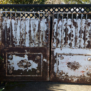 French 19th Century Iron Entrance Gates - White Patina