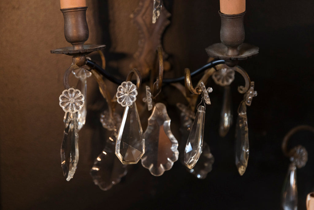19th Century French Crystal Wall Sconces