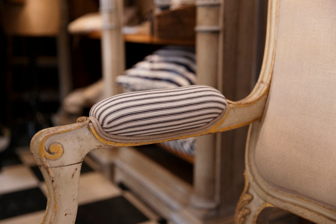 Original French 19th Century Sofa - Ticking & Linen