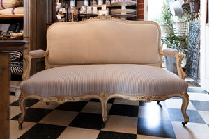 Original French 19th Century Sofa - Ticking & Linen