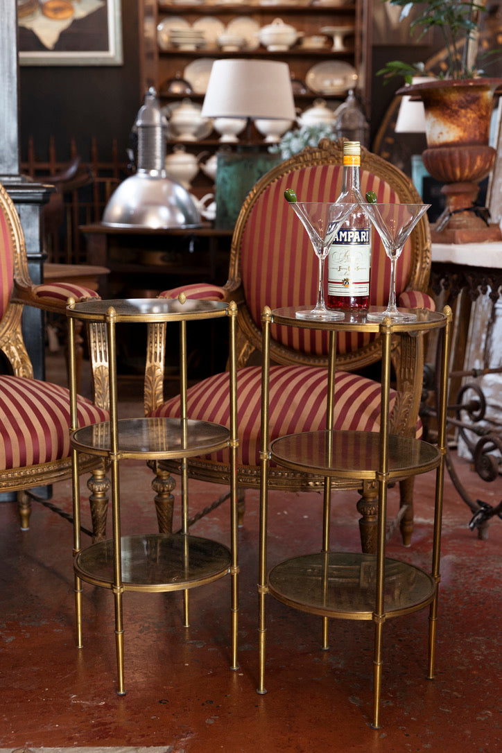 Original French Brass Mid Century Side Tables