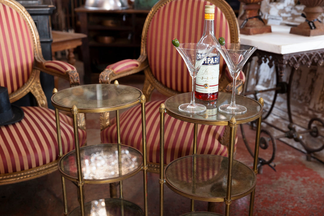 Original French Brass Mid Century Side Tables
