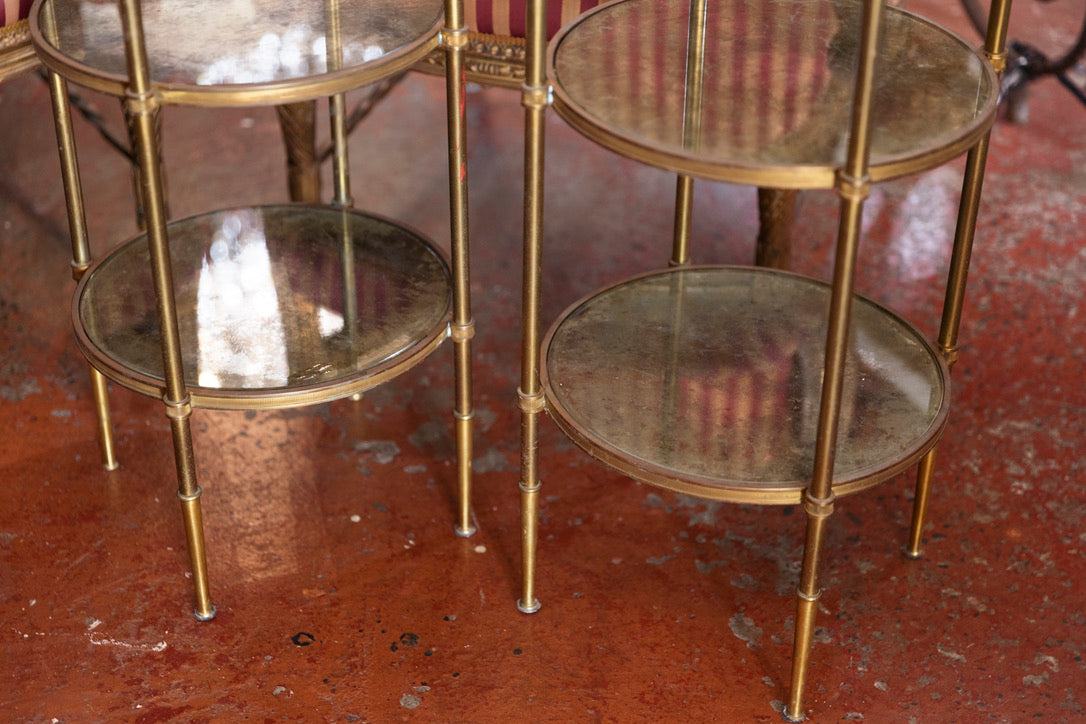 Original French Brass Mid Century Side Tables